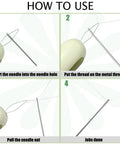 Instructions on using the 2 In 1 Needle Threader And Seam Ripper Kit For Sewing And Crafting, showing threading steps.