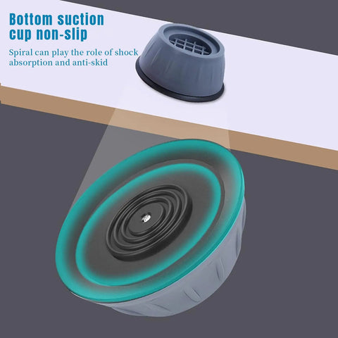 Anti Vibration Pads for Washing Machines and Furniture, 4 Pack Rubber Feet Pads to Cut Noise, Stabilize Vibration, Raise Clearance, Non Slip, Moisture Proof, Easy Clean Groove Design, Grey