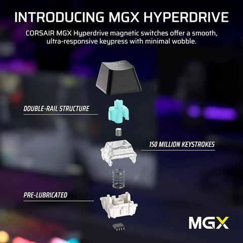 Heavy Hitter Tenkeyless Mechanical Gaming Keyboard Featuring Factory Lubed Hall Effect Switches and Instant Rapid Trigger for Butter Smooth Gameplay, MGX Hyperdrive magnetic switch components