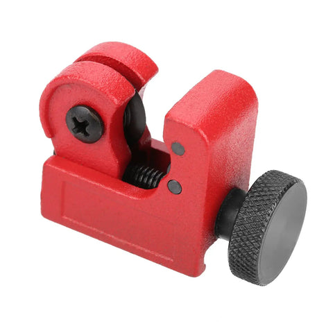 Compact Tube Cutter With Ball Bearing Roller 3 to 16mm Capacity Alloy Steel Pipe Cutter For Copper Aluminum And Metal Tubing Handy Home Repair And Workshop Tool, red alloy steel tube cutter close-up
