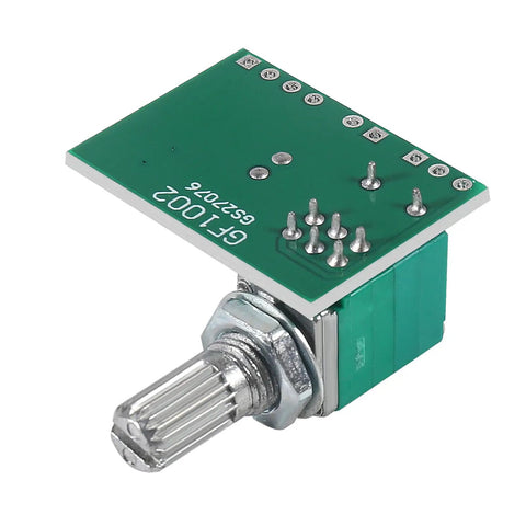 Dual Channel 5V Mini PAM8403 Audio Amplifier Module for DIY Projects with Potentiometer showing circuit board and knob