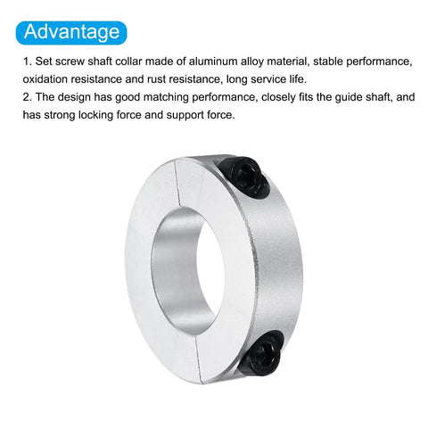 Double Split Aluminum Shaft Collar Set With Set Screw 25mm Or 1 Inch Bore showing front angle and screw details