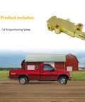 Heavy Duty Brass Brake Proportioning Valve Keeps Line Pressure Rock Solid For Four Wheel Disc Systems Fits Chevy Ford Chrysler And All Street Rods Hot Rods Classic Cars And Trucks With Badass Stopping Power mounted on a retro truck.