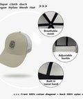 Lightweight Low Profile Trucker Hat For Men Apricot Washed Cotton Dad Cap With Adjustable Strap, breathable mesh back
