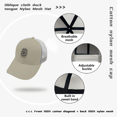 Lightweight Low Profile Trucker Hat For Men Apricot Washed Cotton Dad Cap With Adjustable Strap, breathable mesh back