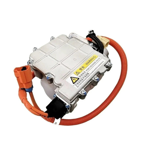 High Voltage Ac Compressor Assembly For Byd Qin Plus Ev Bc28b 322 8v Ha2ej 8103020 Oem Direct Drop In Swap angle view with connectors