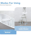 Adjustable Bathtub Shower Chair With Removable Back Tool Free Assembly inside shower and bathtub setup