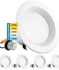 12 Pack 4 Inch Dimmable LED Recessed Can Lights With Five Color Temperatures 2700K 3000K 3500K 4000K 5000K CRI 90 750 Lumens 10W Equals 60W Wet Rated IC Rated ETL Listed for Kitchens Bathrooms Living Rooms and Hallways image showing light color options.