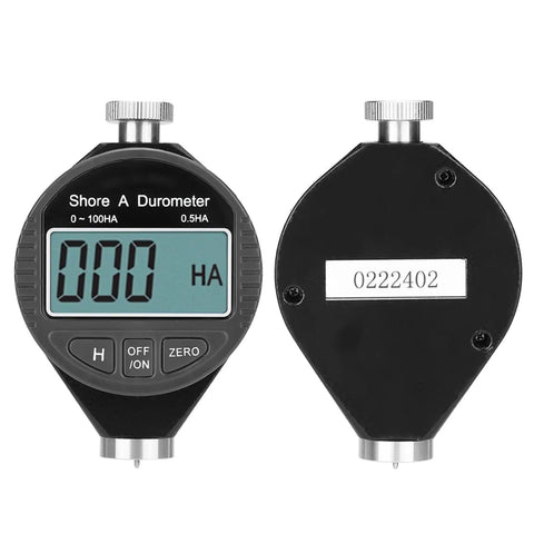 Top Notch Shore A Hardness Tester 100HD for Plastic, Rubber, and Soft Materials With LCD Display, Auto Off Durometer for Precise Readings and ASTM D2240 Compliance, front and back