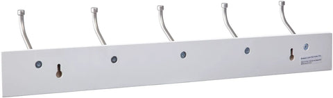 Back view of Wall Mounted Coat Rack With Wood Base And Five Double Metal Hooks For Entryway Or Bedroom, Space Saver Storage