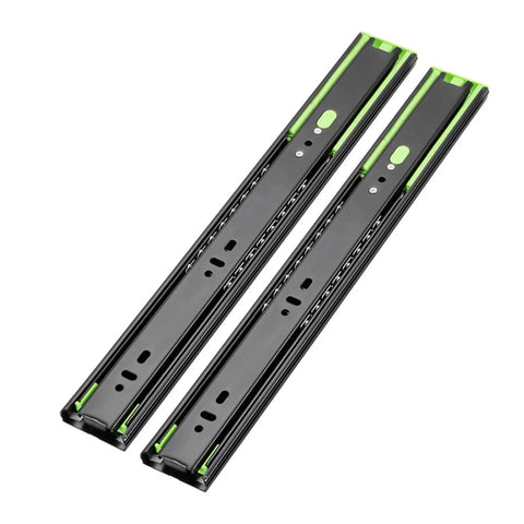 Beefy 12 Inch Drawer Buffer Slide Rail With Hydraulic Damping 45 Drawer Three Section Wardrobe Cabinet Door Track Set Of 2 In Black And Gray Cushioned