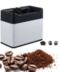 Electric Portafilter Cleaner With Dual Brush Heads Automatic Coffee Ground Scrubber For Espresso Machines, dual brush heads with coffee grounds.