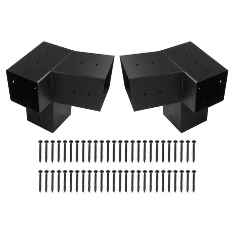 All Weather Slanted Roof Pergola Bracket Kit For 4x4 Wood Posts Steel Wall Mounts For Porch Gazebo And Backyard Structures Black Coated