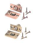 Premium Ball Door Catches Spring Loaded Latches For Closet And Cabinet Keep Doors Shut Super Secure Invisible Brass Finish set with screws.
