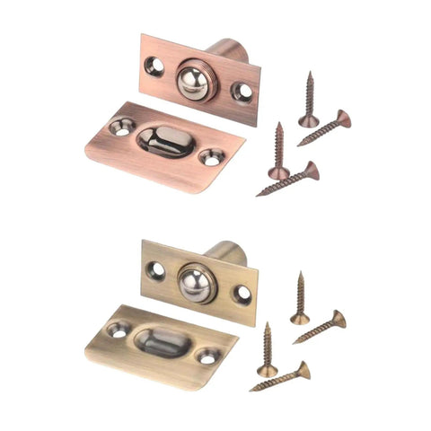 Premium Ball Door Catches Spring Loaded Latches For Closet And Cabinet Keep Doors Shut Super Secure Invisible Brass Finish set with screws.