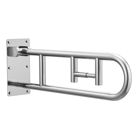 30 Inch Stainless Steel Flip Up Grab Bar With Toilet Paper Holder For Bathroom Safety And Elder Care, space saving design