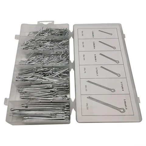 555 Piece Zinc Plated Cotter Pin Assortment Kit With R Clips Hair Pins For Automotive Repair Tractor Accessories And Small Engine Maintenance Heavy Duty Fasteners Set Durable Must Have Gear For Quick Fixes clear case