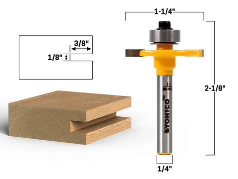 Slot Cutter Router Bit For Joinery And Grooves, 1/8-Inch Height, 3/8-Inch Depth, 1/4-Inch Shank, 2-1/8-Inch Overall Length, Premium C3