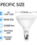 Par38 LED Flood Light Bulb Dimmable 1800 Lumens Outdoor 20W Replaces 200W Daylight 5000K 180 Degree Beam diagram