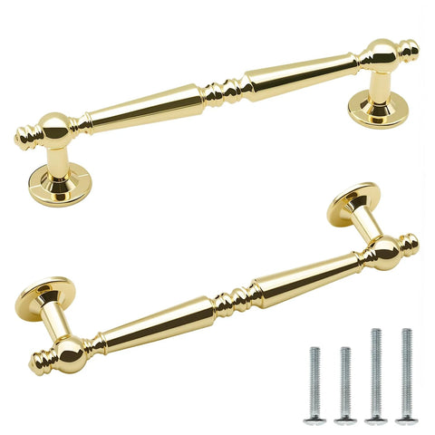 10 Pack Polished Gold Cabinet Pulls 5 Inch Center To Center Holes 128mm Zinc Alloy Polished Brass Drawer Dresser Handles