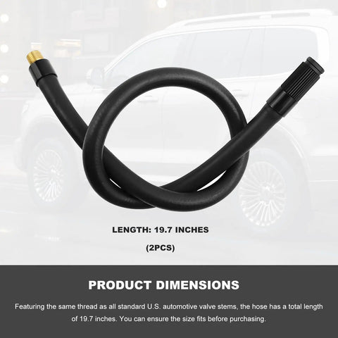 Tire Inflator Extension Tube Nineteen Point Seven Inch Flexible Air Pump Hose Adapter With Brass Screw Thread Universal Valve
