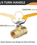 Two Pack Three Quarter Inch FIP Threaded Ball Valve Set With Brass Full Port Shut Off, Three Quarter Inch Female NPT Connections, Yellow Handle Easy Install, 600 WOG Water Oil And Gas
