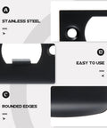 Close-up views of the 4 Pack Door Latch Backplates And Deadbolt Frame Filler Back Plate Universal Round Lip Black Restorer For Exterior Doors