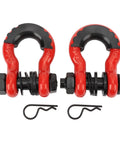 Beefed Up D Ring Shackle 5952 Lbs Towing Capacity Seven Eighth Inch Screw Pin Anchor Shackle For Off Road Winch Recovery With Isolator And Washer For ATV UTV Trucks Trailers Vehicle Recovery Red