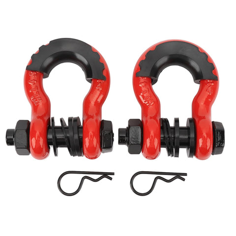 Beefed Up D Ring Shackle 5952 Lbs Towing Capacity Seven Eighth Inch Screw Pin Anchor Shackle For Off Road Winch Recovery With Isolator And Washer For ATV UTV Trucks Trailers Vehicle Recovery Red