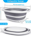 Collapsible Wash Basin 7.5L Dish Tub Sink Basin Folding Dish Pan With 2-In-1 Dish Pan and Cutting Board shown expanded and folded