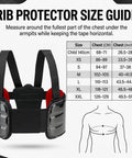 Rib Protector For Go Karting Adults And Youth With Adjustable Straps, chest guard size guide for accurate fit.