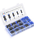 Amazon CGELE 60-piece quick-connect air hose fittings set in case; blue and black push-to-connect fittings for 1/4–1/2 in tubes