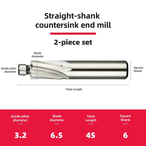 Two Pack M3 Straight Shank Counterbore End Mills With Four Flutes High Speed Steel For CNC Machining 6mm Shank 6.5mm Cutting Edge