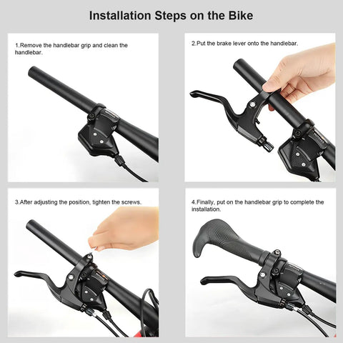 Installation of Aluminum Mountain Bike Brake Lever for 22mm Handlebar Diameter Dope 4-Finger Design With V-Brake Cantilever