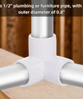 32 Pack One Half Inch 3 Way PVC Fittings Furniture Grade Elbow Connectors in use for pipe frame setup