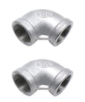 Two Pack Three Quarter Inch NPT Female to Female 90 Degree Stainless Steel Pipe Elbow Fittings, 304 Stainless Steel