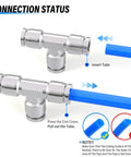 One Quarter Inch Stainless Steel Tee Push In Fittings For Pneumatic Tubing 304 Stainless Steel 3 Way Push Fit Connection