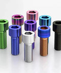 M3 And M4 Hex Socket Cap Screws Flanged With Serrated Teeth Titanium Bronze Finish 20 Millimeter varied colored screws against white background