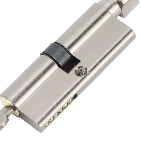 Close-up of key cylinder from Stainless Steel Door Entry Handle Set With Keyed Lever Cylinder Lock Kit For Interior Doors Such As Bedroom Bathroom
