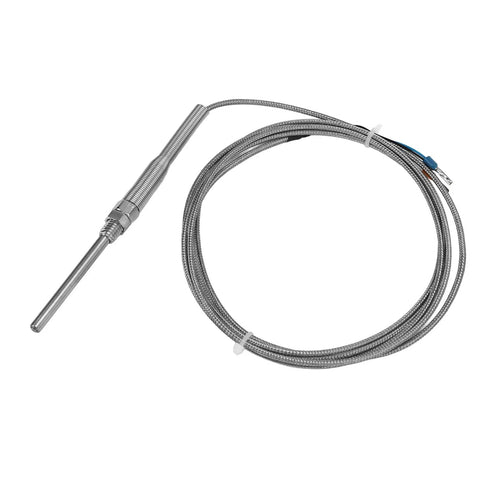 PT100 Temperature Sensor Probe In Stainless Steel, Industrial Thermocouple For Temperature Control And Monitoring, 58 To 752 Fahrenheit Range, Plug-And-Play Install And Durable For Equipment Testing, braided cable