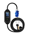 Portable Electric Vehicle Charger 32 Amp 7.2 Kilowatt Pe2 Pe1 Gbt Evse With Five Meter Cord showing compact design and digital display.