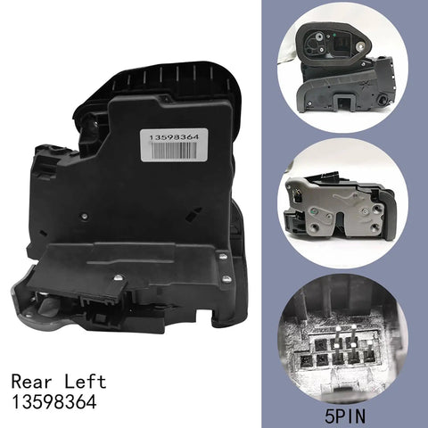 Rear Driver Side Door Lock Actuator For Buick Enclave Regal Chevrolet Cruze Volt Bolt Ct6 Xt4 Xt5 Xt6 Replace 13598364 showing 5-pin connector.