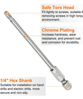 Badass T20 Security Torx Bits Featuring Four Inch S2 Steel Magnetic Drive Tips With One Quarter Inch Hex Shank for heavy duty use.