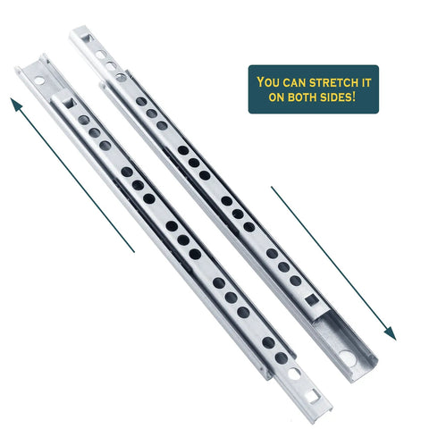 Two Way Drawer Slides 7.16 Inch Heavy Duty Steel Ball Bearing Rails With Soft Close For A Smooth Drawer Glide Zinc Plated Anti Rust Durability Cabinet Drawer Sliders Built For Kitchen Office Workshop Workhorse, pair extended