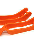 Neon Orange Ice Skate Strap With Lock Notch Technology 5x1 for Ice Skate Guards, shown in vivid orange color with secure notches.