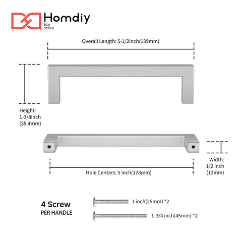 5 Inch Brushed Nickel Cabinet Pulls 10 Pack Square Handles Modern Stainless Steel Hardware For Cabinets Drawers Dressers Closets Smooth Brushed Nickel Finish Center Hole 5 Inch For Easy Installation