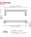 Diagram showing 20 Pack 5 Inch Brushed Nickel Cabinet Pulls Square Handles for Cabinets and Drawers Modern Stainless Steel Hardware