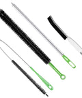 Flexible Cleaning Brush Set For Dryer Vents Fridge Coils HVAC Systems And Tight Spaces A Handy Pro Grade Multi Use Lint And Dust Remover With Crevice Brush And Detailing Tools For Deep Clean, four cleaning brushes on white