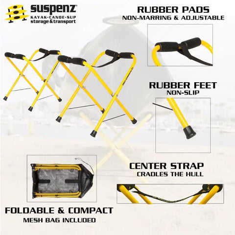 Rock Solid Foldable Kayak Stand Hella Portable Rack For Kayaks Canoes And SUPs Compact Outdoor Storage Holder 150 Lb Capacity No Sweat Dock Setup Lifetime Tough Yardside Boat Parking Gear