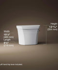 Wellworth Toilet Tank 1.28 GPF With Right-Hand Trip Lever White, 12-Inch Rough-In Class Five Flushing displayed with measurements